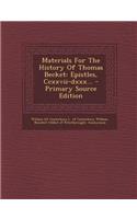 Materials For The History Of Thomas Becket
