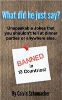 What did he just say?: Unspeakable Jokes that you shouldn't tell at dinner parties or anywhere else.