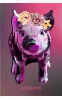 Notebook: Pink piggy -Journal for writing I Composition Book I Squared paper / quad paper I with integrated page numbers l Narrow Ruled I Diary I 120 Pages I 