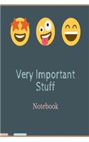 Very Important Stuff! Notebook: Blackboard chalkboard emoji lined paperback jotter