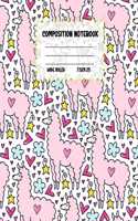 Composition Notebook Wide Ruled: Llama Colourful Workbook for Girls Boys for Writing - Pretty Journal for Kids - Unique Gift Idea with Cute Patterns