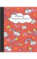 Primary Composition Notebook: Cute Caticorn Primary Composition Notebook for Grades K-2 & K-3 School Exercise Book with Dashed Midline and Picture Space Story Paper Journal Catic