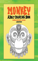 Adult Coloring Book Flowers and Birds & Animal - Large Print - Monkey