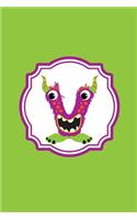 Monster Monogram Journal - Letter V: Big Mouth Purple Monster in Shape of a Letter V on Multi Color Background