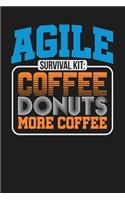 Agile Survival Kit: Coffee Donuts More Coffee: Dark Gray, Orange & Blue Design, Blank College Ruled Line Paper Journal Notebook for Project Managers and Their Families.