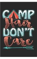 Camp Hair Don't Care: Blank Lined Journal for Hiking and Camping