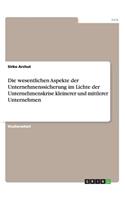 Die wesentlichen Aspekte der Unternehmenssicherung im Lichte der Unternehmenskrise kleinerer und mittlerer Unternehmen