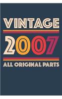 Vintage 2007 Notebook 'All Original Parts' - 12 Years Old Birthday Planner - Retro Journal for Boys and Girls - 12th Birthday Gift