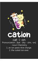 Cation: Cat Chemistry Pun Dot Grid Journal, Diary, Notebook 6 x 9 inches with 120 Pages