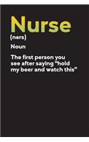 Nurse (ners) Noun The First Person You See After Saying 