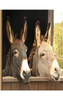 Pair of Donkeys: Donkey Friends in a Barn: Blank Lined Notebook, Journal or Diary