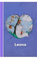 Leona: Personalized Notebook Illustration Fox with Heart Softcover 120 Pages Blank Notebook Diary Scrapbook Journal Gift Idea