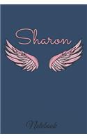 Sharon Notebook: A beautiful personalized angel wings soft cover notebook with 100 lined pages in 6x9 inch format. Personal Diary Personalized Journal Customized Jou