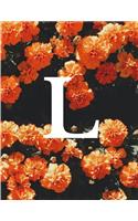 L: Monogram Initial L Notebook for Women and Girls Floral 8.5 x 11 100 Pages