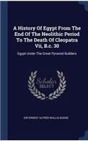 A History Of Egypt From The End Of The Neolithic Period To The Death Of Cleopatra Vii, B.c. 30