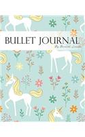Bullet Journal Notebook, Dotted Grid, Graph Grid-Lined Paper, Large, 8x10, 150 Pages: Unicorn Flower Blue Covers: Master Journaling with Bullet Guide System Professional Journal
