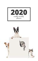 2020 Weekly Monthly Planner: Cute Dog and Cat Calendar With Extra Space For Notes - 136 pages 6x9