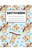 Love Sloth Flower Blue Pattern Sketchbook