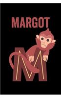 Margot: Journal (Diary, Notebook) Personalized Custom Name Alphabet Monkey Birthday Gift for Girls