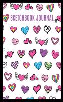 Sketchbook Journal: Cute Sketchbook for Girls with Kawaii Hearts, Unlined, Line Ruled Journal and Blank Notebook for Sketching, Journaling and Doodling, Beautiful Drawi