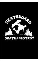 Skateboard skate and destroy: 6x9 Skate - dotgrid - dot grid paper - notebook - notes