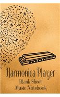 Harmonica Player Blank Sheet Music Notebook