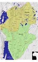 Modern Day Color Map of Rwanda and Burundi in Africa Journal
