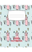 Piggy Notebook: Cute Pig Composition Book 7.44" x 9.69" 100 Pages Sheet Music Paper