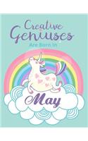 Unicorn Composition Notebook Creative Geniuses Are Born In May