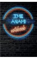 The ANAHI Notebook: Vintage Blank Ruled Personalized & Custom Neon Sign Name Dotted Notebook Journal for Girls & Women. Wall Background. Funny Desk Accessories. Retro B