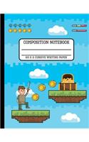 Composition Notebook Cursive Writing Paper: Video Game Trendy Pixel Back to School Writing Book for Students and Teachers One Subject 8.5 x 11 Inches