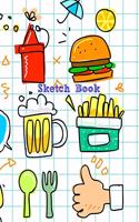 Sketchbook: Cartoon Food Theme Cover Paint Drawing and Writing Blank Page Sketch book Journal for Personalized Sketching, Doodles, Notes, and Art projects