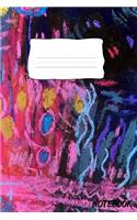 Notebook: 120 Dot Grid Pages, 6 X 9 Inches, White Paper, Matte Finished Soft Cover (Colorful Abstract Art Lines Shapes Curve Vertical Circle Oil Painting)