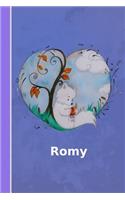 Romy: Personalisiertes Notizbuch - Fuchs Mit Herz - Softcover - 120 Seiten - Leer / Blanko / Nummeriert - Notebook - Tagebuch - Diary - Scrapbook - Gesche