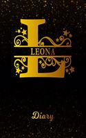 Leona Diary: Letter L Personalized First Name Personal Writing Journal Black Gold Glittery Space Effect Cover Daily Diaries for Journalists & Writers Note Taking