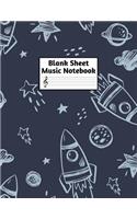 Blank Sheet Music Notebook: Easy Blank Staff Manuscript Book Large 8.5 X 11 Inches Musician Paper Wide 12 Staves Per Page for Piano, Flute, Violin, Guitar, Trumpet, Drums, Cell