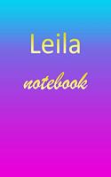 Leila: Blank Notebook - Wide Ruled Lined Paper Notepad - Writing Pad Practice Journal - Custom Personalized First Name Initial L Blue Purple Gold - Taking 