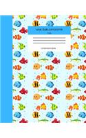 Wide Ruled Fish Notebook Composition Book: Cute Workbook Journal for Kids & Ocean Lovers. 8" x 10" 120 Pages. Vol 8