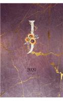 2020 Diary Planner: Cute Watercolor Sunflowers January to December 2020 Diary Planner With "J" Monogram for Woman