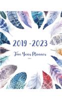 2019-2023 Feathers Five Year Planner: 60 Months Planner and Calendar, Monthly Calendar Planner, Agenda Planner and Schedule Organizer, Journal Planner and Logbook, Appointment Notebook, 