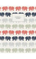 Cornell Notebook: Elephant Print, Cornell Note Taking System for Students, Medium College Ruled Exercise Book, 120 Pages, 8.5x11