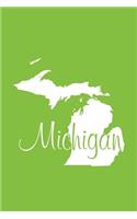 Michigan - Lime Green Lined Notebook with Margins: 101 Pages, Medium Ruled, 6 x 9 Journal, Soft Cover