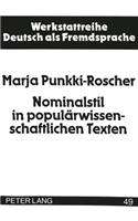 Nominalstil in Populaerwissenschaftlichen Texten