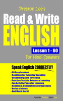 Preston Lee's Read & Write English Lesson 1 - 60 For Hindi Speakers: (Preston Lee's English for Hindi Speakers)