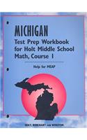 Michigan Test Prep Workbook for Holt Middle School Math, Course 1