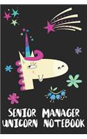 Senior Manager Unicorn Notebook: Blank Lined Journal Gift Idea