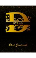 Dylan Dot Journal: Letter D Personalized First Name Personal Dotted Bullet Grid Writing Notebook Black Gold Glittery Space Effect Cover Daily Diaries for Journalists &