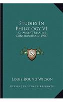 Studies in Philology V1