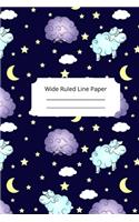 Cute Sleep Sheep Theme Wide Ruled Line Paper