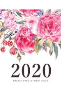 2020 Weekly Appointment Book: Flower Roses Cover - Weekly and Monthly Appointment Planner - Organizer Dated Agenda Calendar Academic - Daily/Hourly Schedule 15 Minute Increments 